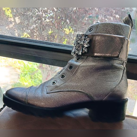KARL LAGERFELD Crystal Studded Lace Up High top Booties: sz. 9.5 - Picture 5 of 5